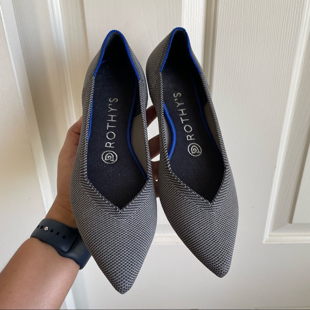 Rothy’s Women's Gray The Point Flat Shoes Cloud Grey Birdseye Sz 7